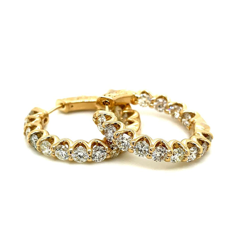 Davis Classics 14k Yellow Gold In/Out Diamond Hoop Earrings
