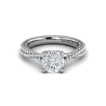 Vlora 14k White Gold Cathedral Design Semi-Mount with Crossover Baguette and Round Brilliant Diamonds