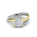 Vlora 14k White and Yellow Gold Classic Collection Bypass Diamond Engagement Ring Setting