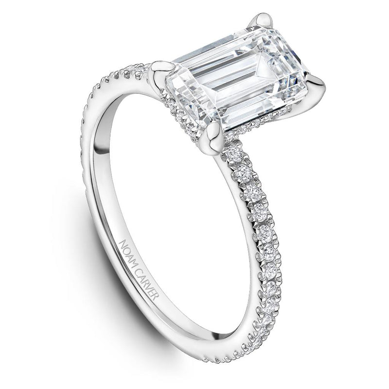 Noam Carver 14k White Gold Halo Design Engagement Ring Setting