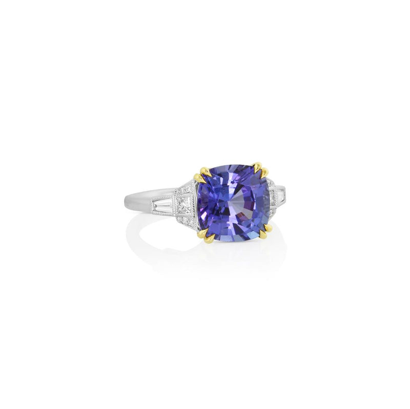 Yael 18k White and Yellow Gold Tanzanite and Diamond Vintage Design Ring