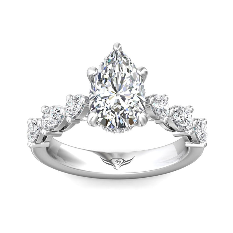 Martin Flyer 14k White Gold Cathedral Design Semi Mount Engagement Ring Setting