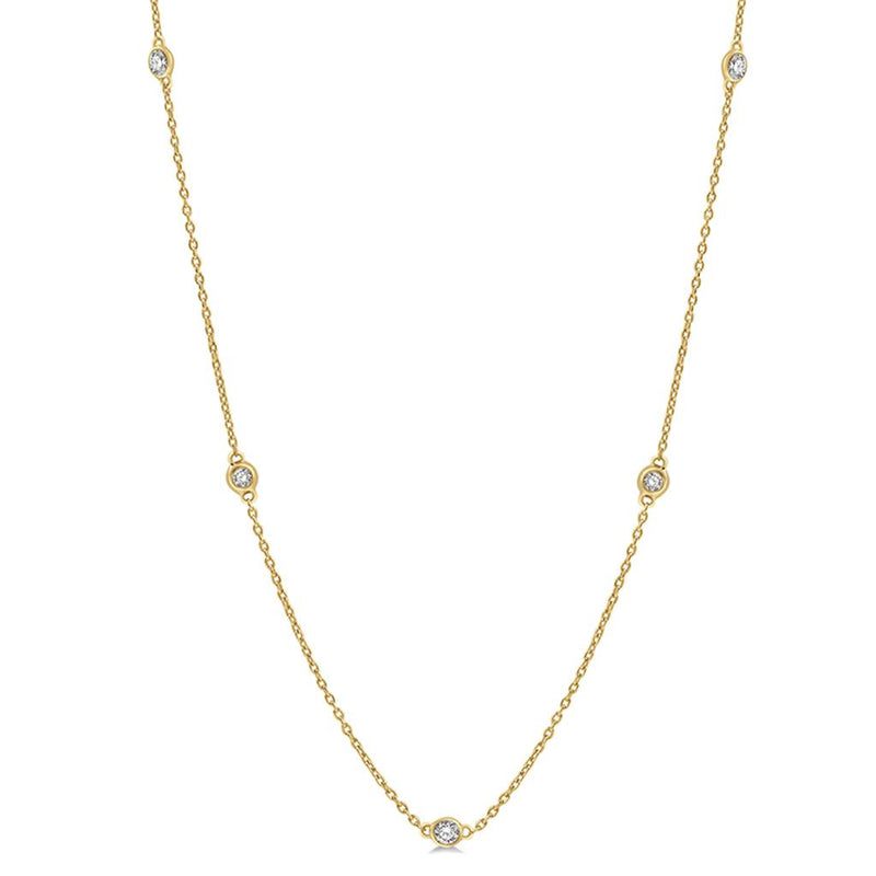 Davis Classics 14k Yellow Gold Diamond by the Yard Necklace