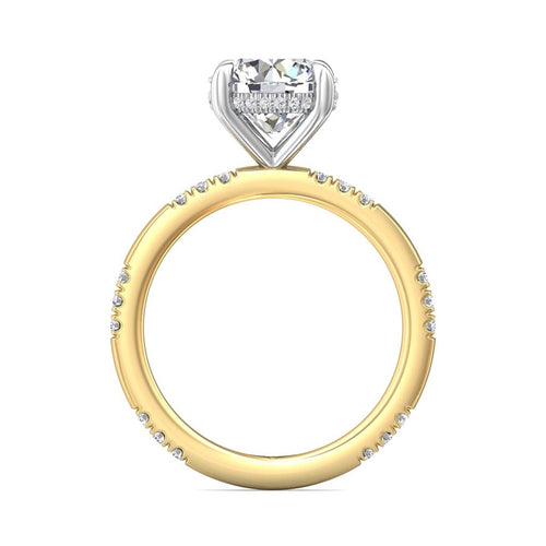 Martin Flyer Hidden Halo Diamond Engagement Ring Setting in 14k White & Yellow Gold