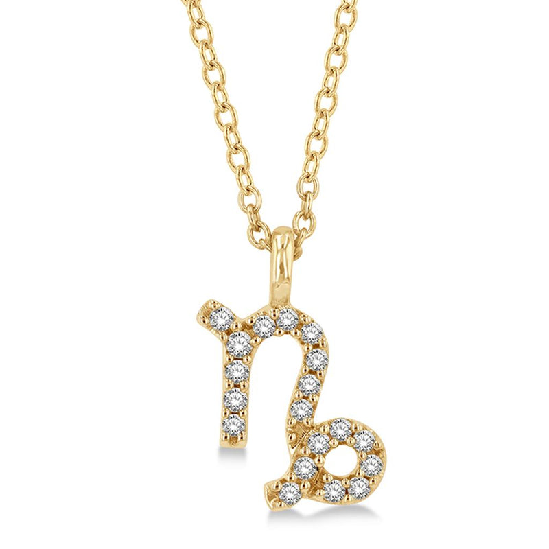Davis Classics 14k Yellow Gold Diamond Capricorn Zodiac Necklace