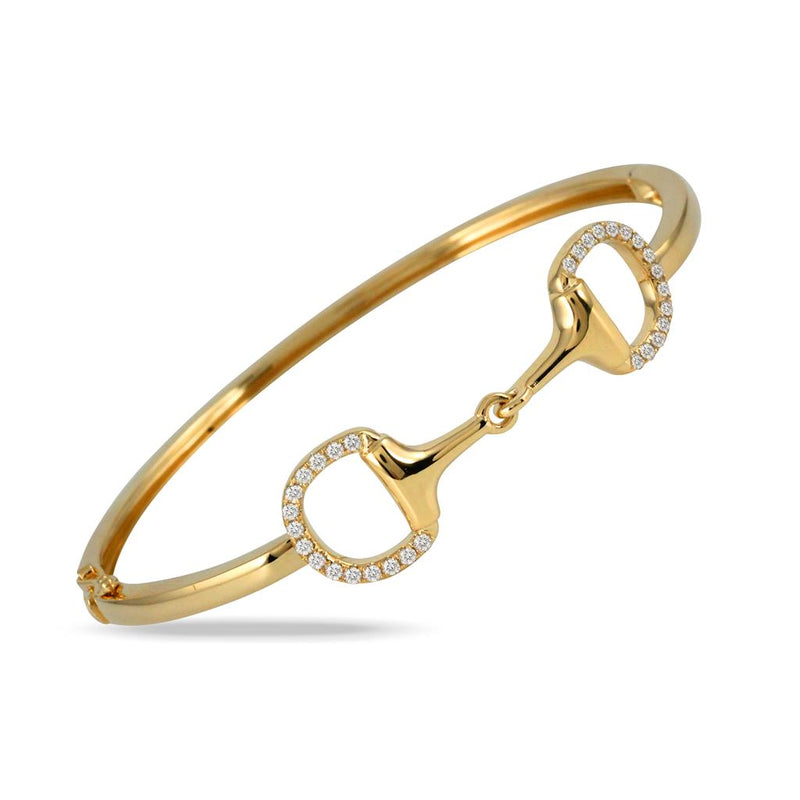 Doves 18k Yellow Gold Diamond Horse Bit Bangle Bracelet