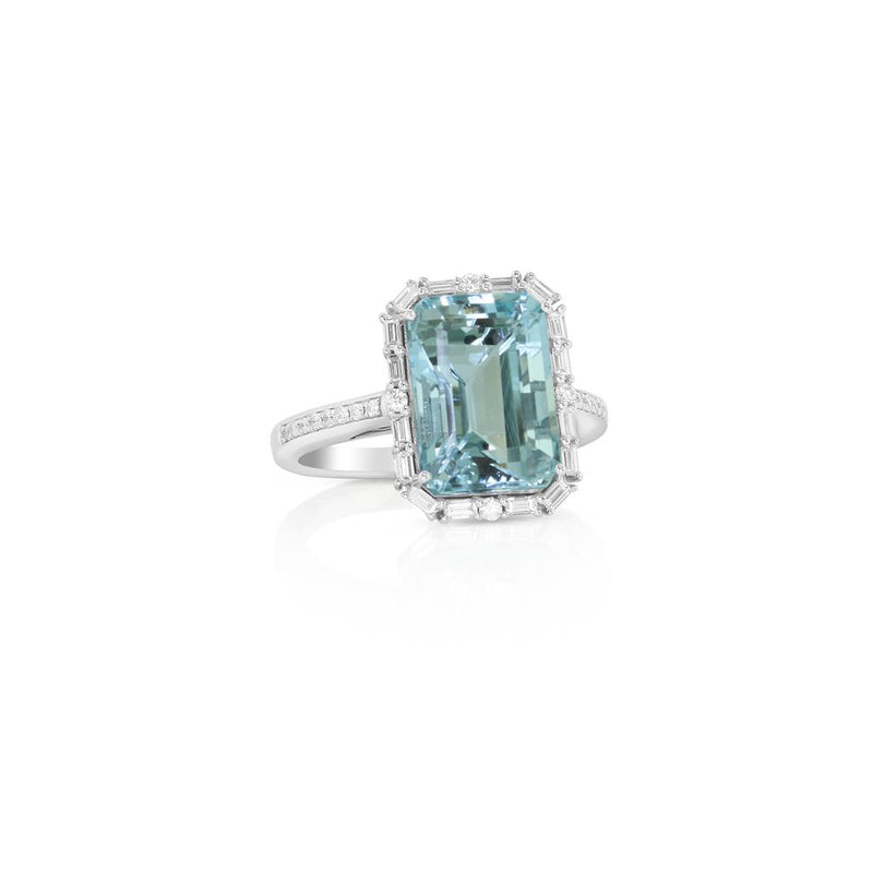 Yael 18k White Gold Art Deco Diamond Halo Fashion Ring