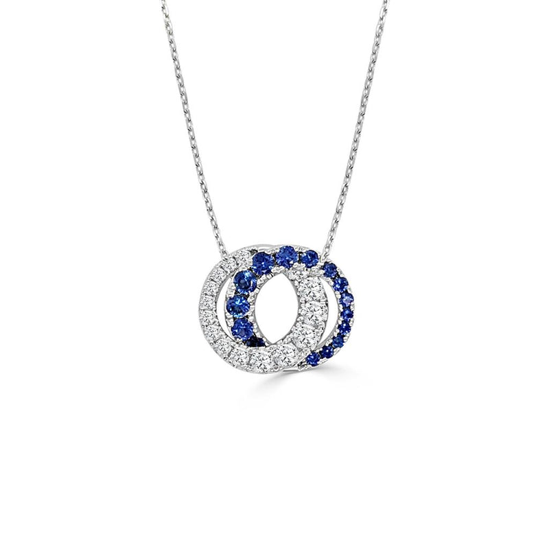 Frederic Sage 14k White Gold Sapphires and Diamonds Circle Pendant