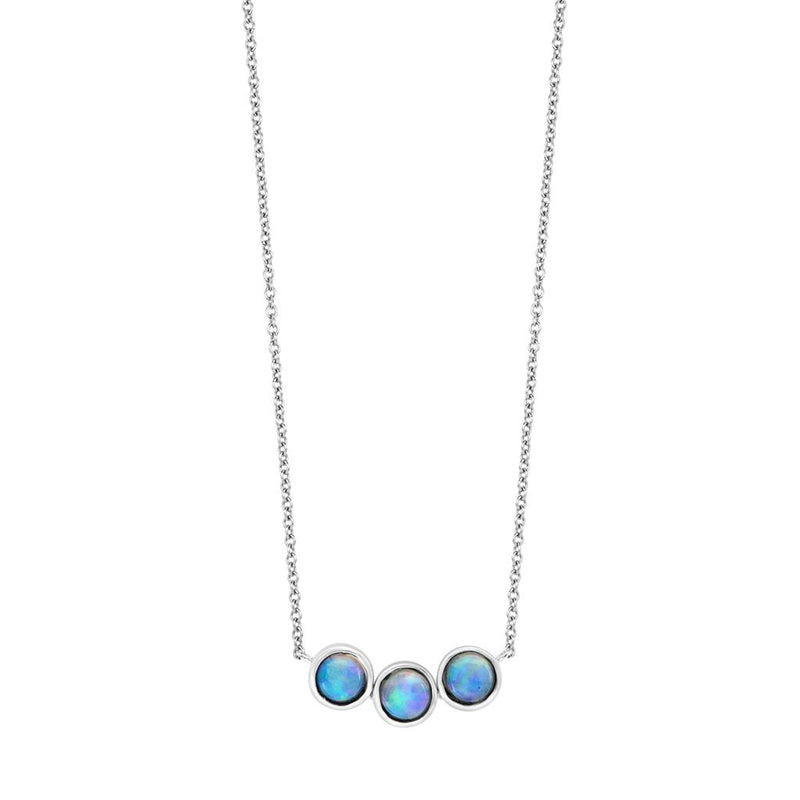 Davis Classics 14k White Gold Ethiopian Opal Bezel-Set Bar Pendant Necklace