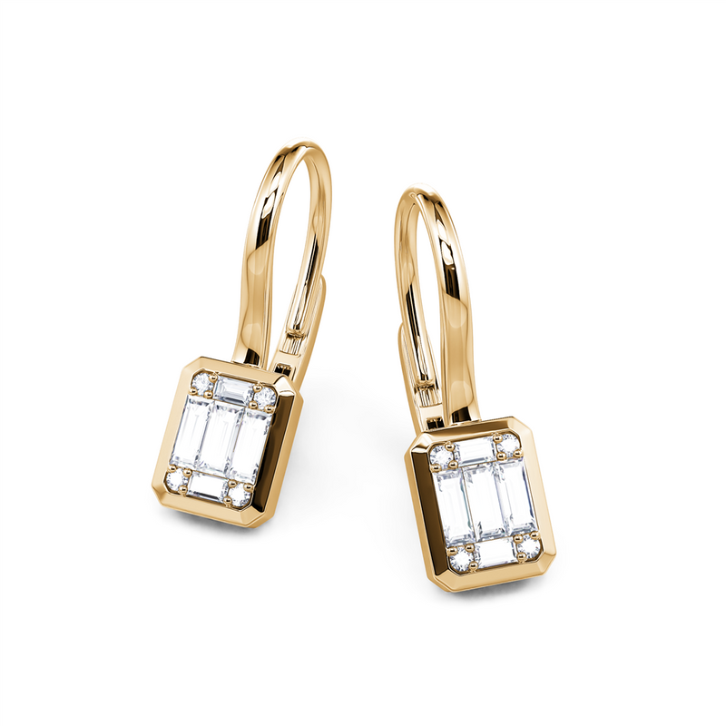 Davis Classics 14k Yellow Gold Diamond Drop Hoop Earrings
