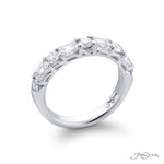 JB Star Women’s Platinum Trellis Diamond Band with Round and Emerald Accents