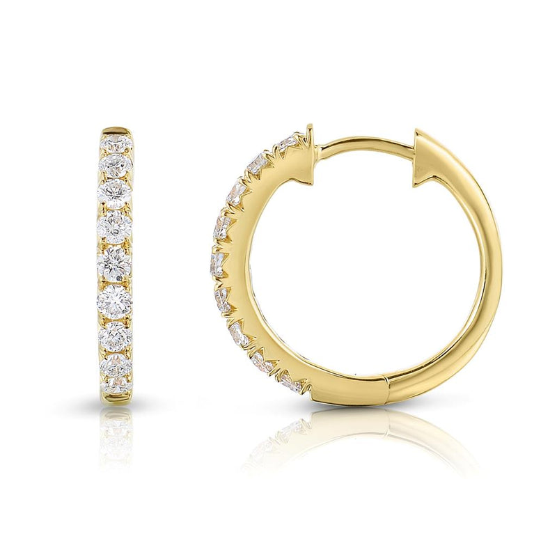 Davis Classics 14k Yellow Gold Diamond Hoop Earrings