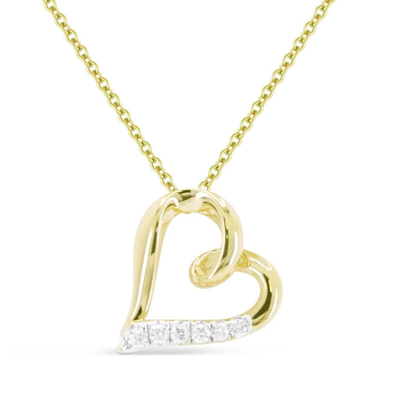 Madison L 14k Yellow Gold Milano Collection Diamond Heart Pendant Necklace
