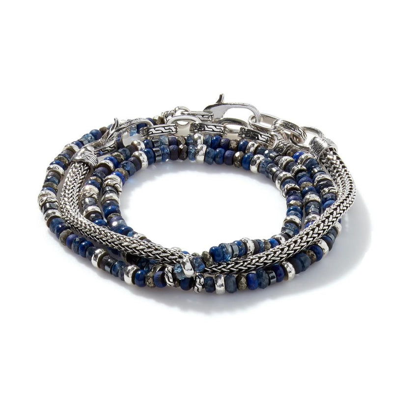 John Hardy Sterling Silver Beaded Gemstone Multi-Wrap Bracelet