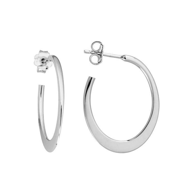 Davis Classics Sterling Silver Handcrafted Flat Oval Earrings
