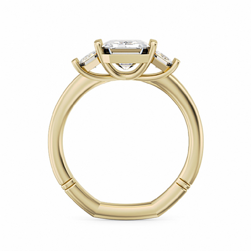 Noam Carver Three Stone Diamond Engagement Ring Setting in 14k Yellow Gold
