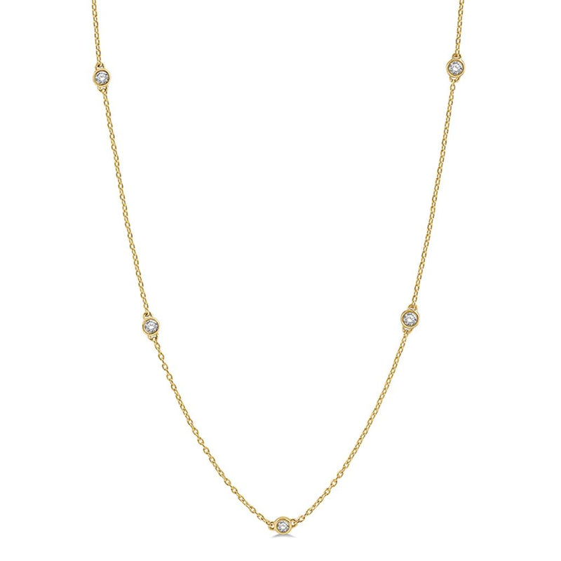 Davis Classics 14k Yellow Gold Diamond by the Yard Necklace