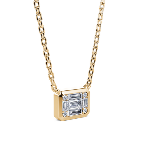 Davis Classics 14k Yellow Gold East/West Diamond Pendant Necklace