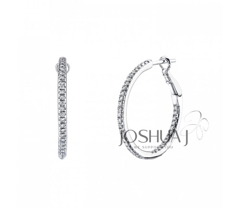 Davis Classics 14k White Gold In/Out Micropavé Diamond Hoop Earrings