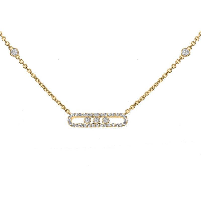 Davis Classics 18k Yellow Gold Slide Station Diamond Pendant Necklace