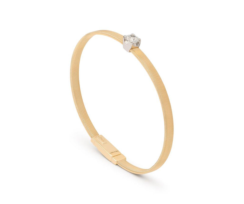 Marco Bicego 18K Yellow Gold Masai Coil Bangle Bracelet With Cushion-Cut Diamond