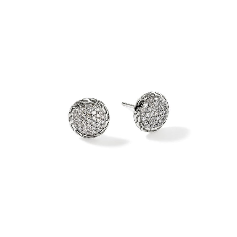 John Hardy Sterling Silver Essential Pavé Diamond Stud Earrings