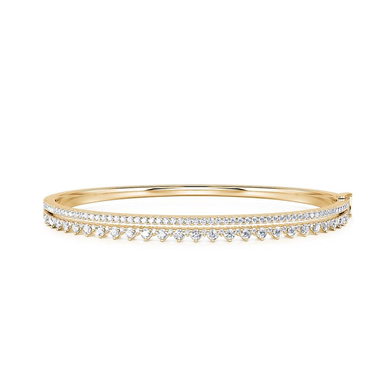 Davis Classics 14k Yellow Gold Tiara-Inspired Diamond Bangle Bracelet