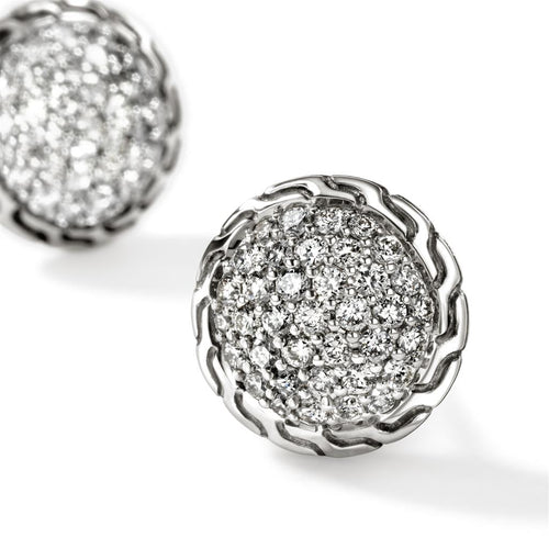 John Hardy Sterling Silver Essential Pavé Diamond Stud Earrings