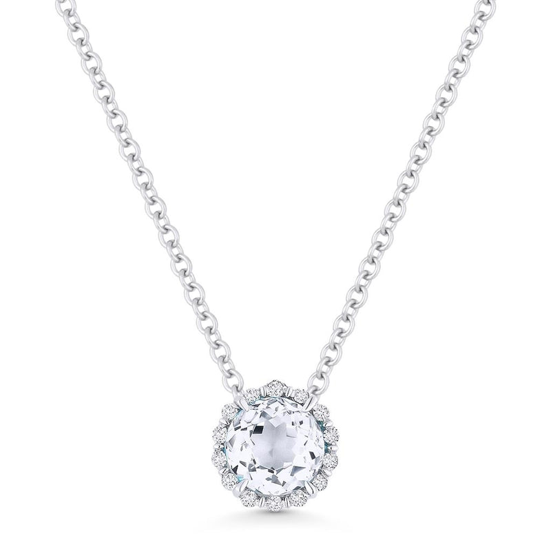 Madison L 14k White Gold White Topaz Halo Slide Pendant