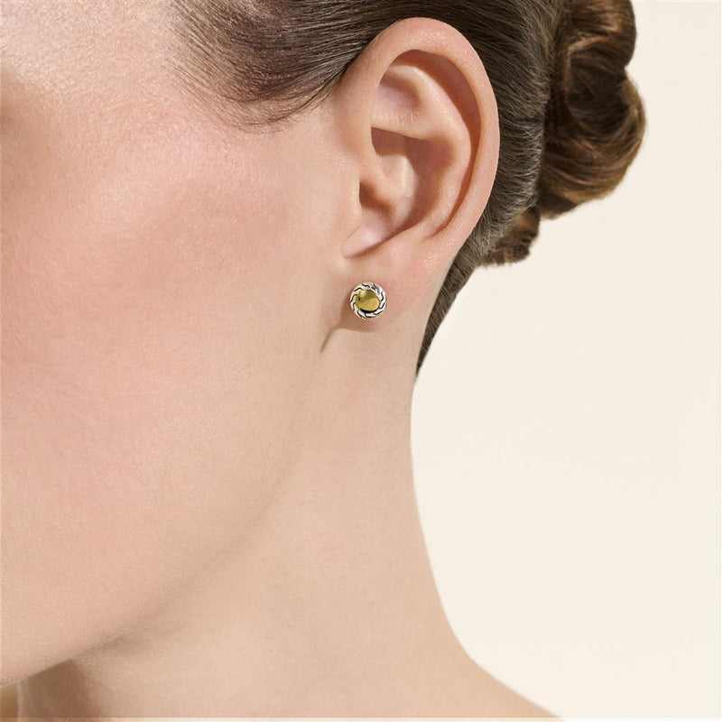 John Hardy 14k Yellow Gold and Sterling Silver Essential Stud Earrings