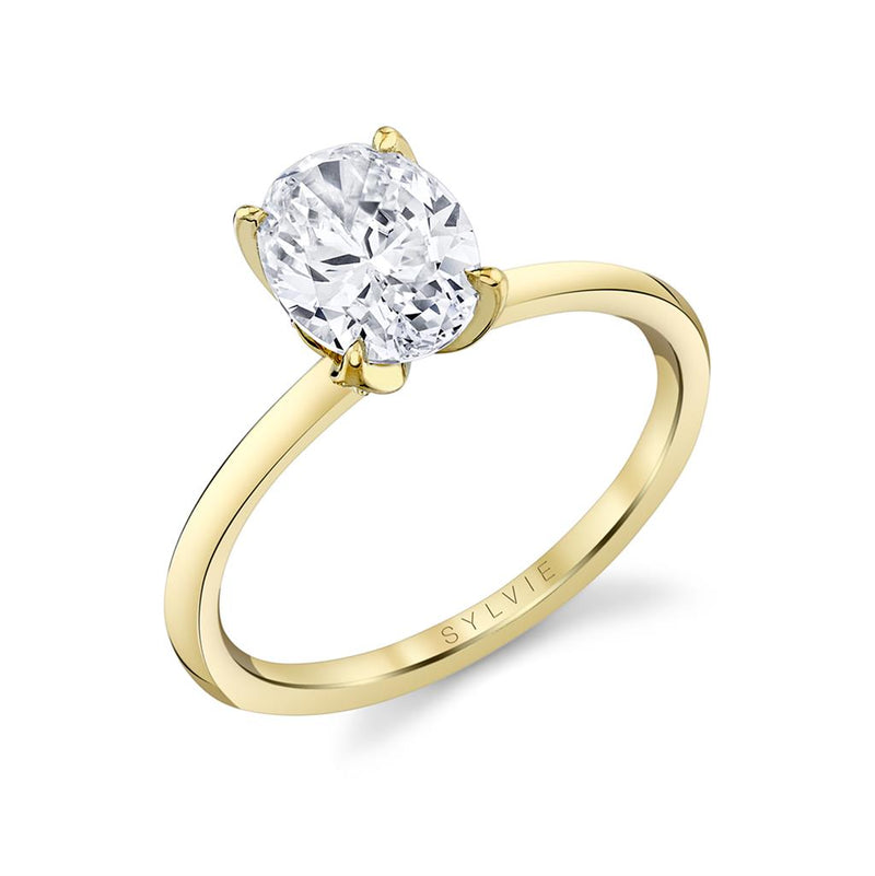 Sylvie 14k Yellow Gold High Polish Solitaire Engagement Ring Setting with Tulip Head