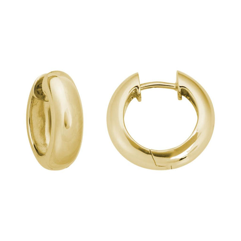 Davis Classics 14k Yellow Gold Hand-Crafted Round High Polish Hoop Earrings