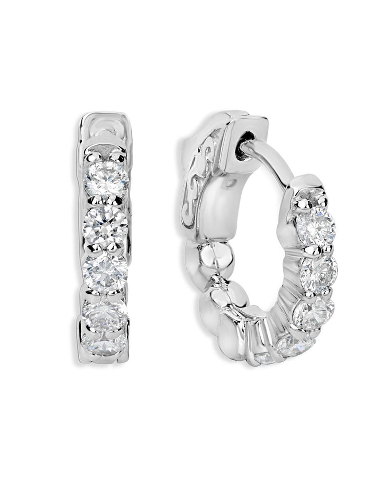 Davis Classics 14k White Gold Diamond Hoop Earrings