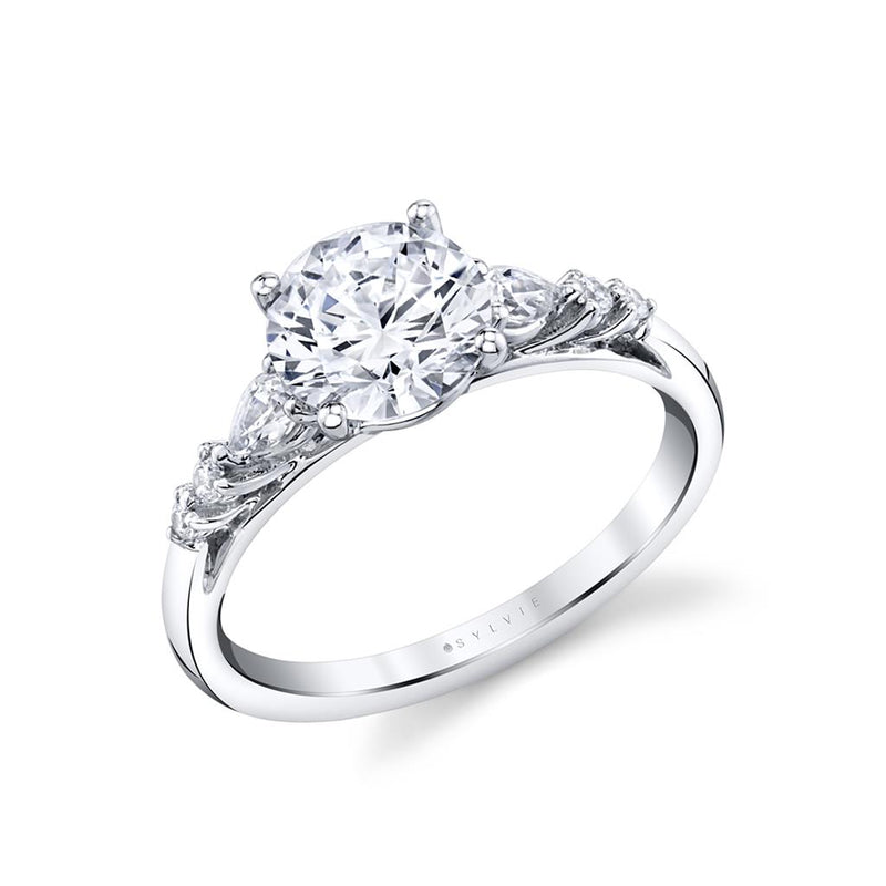 Sylvie 14k White Gold Cathedral Design Engagement Ring Setting