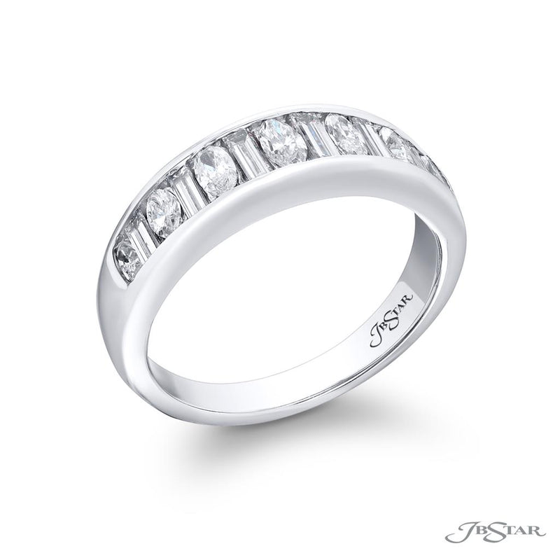 JB Star Women’s Platinum Diamond Band with Marquise and Baguette Accents