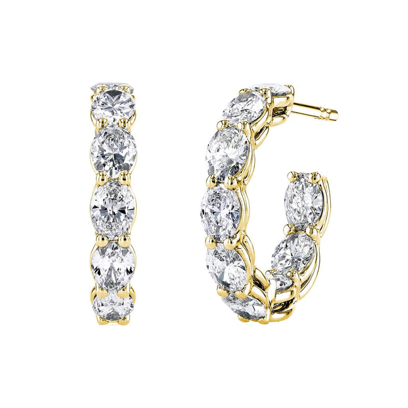 Davis Classics 18k Yellow Gold Diamond Huggie Hoop Earrings