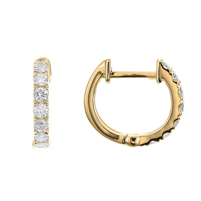 Davis Classics 18k Yellow Gold Extra Small Diamond Hoop Earrings