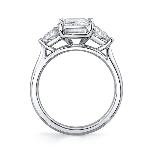 Sylvie 14k White Gold Three-Stone Cathedral Design Engagement Ring Setting