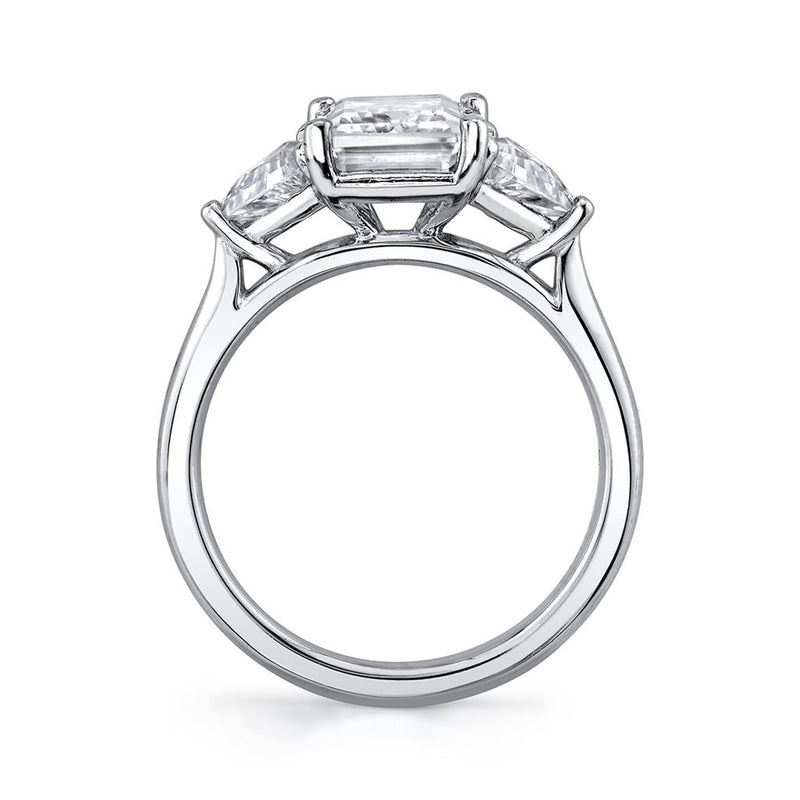 Sylvie 14k White Gold Three-Stone Cathedral Design Engagement Ring Setting