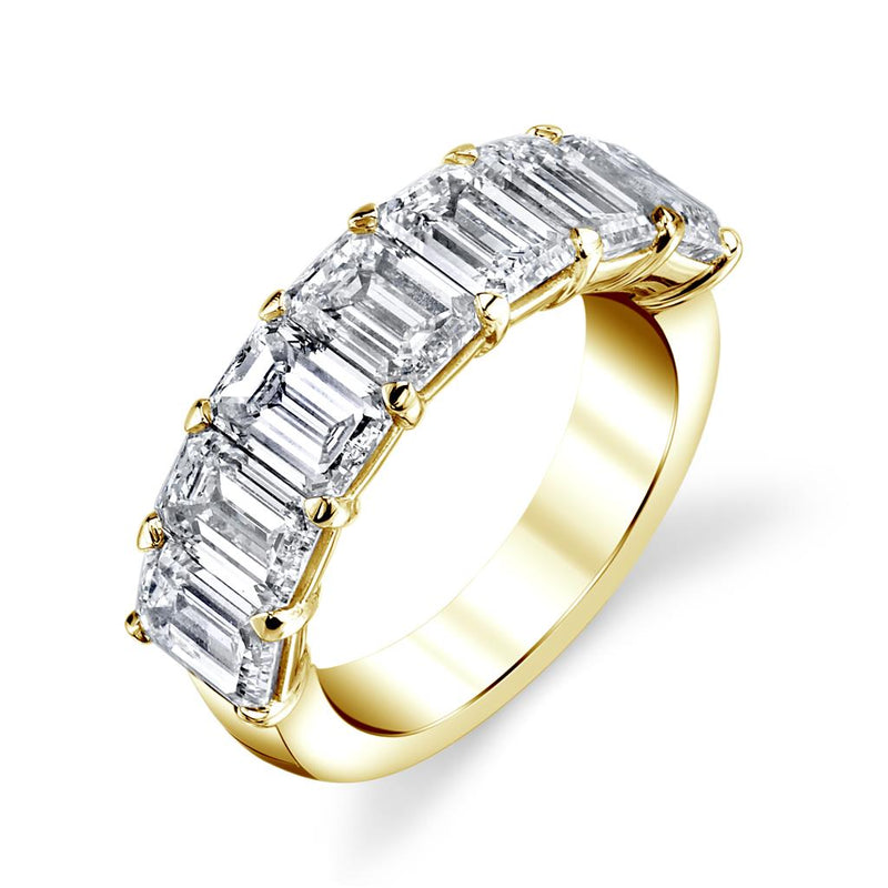 Davis Classics Women's 18k Yellow Gold Emerald-Cut Diamond Band
