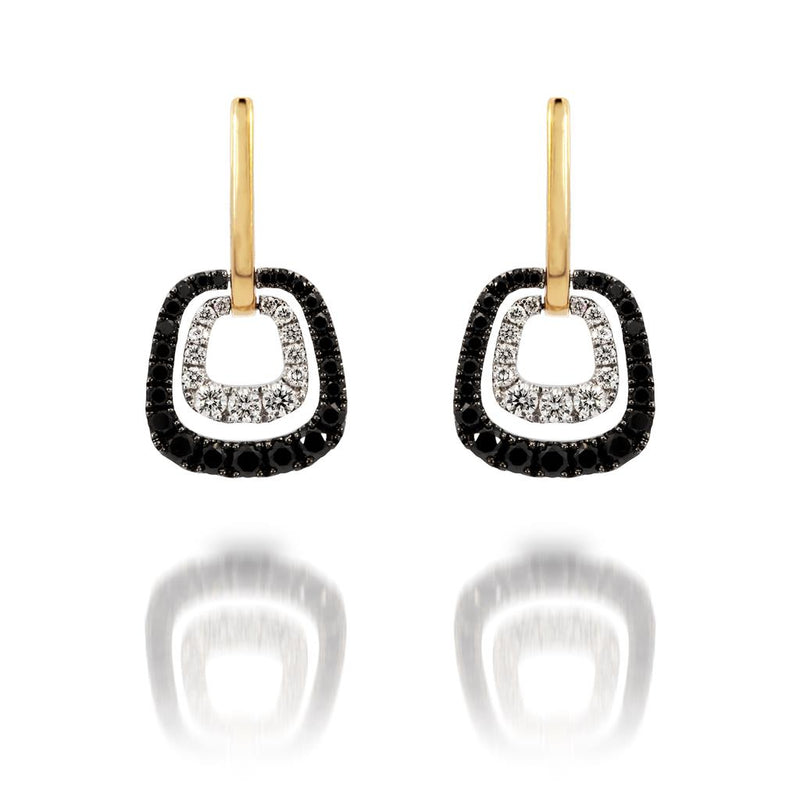Frederic Sage 14k Yellow and White Gold Black and White Diamond Dangle Earrings