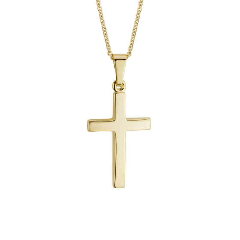 Davis Classics 14k Yellow Gold Contour Cross Pendant Necklace