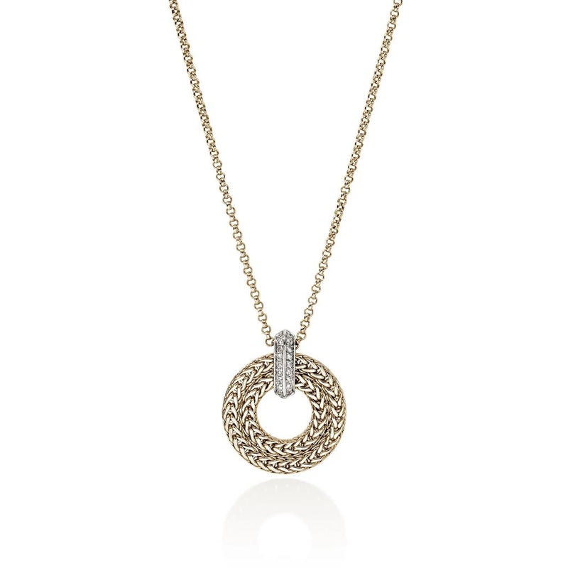 John Hardy 14k Yellow Gold Icon Link Pendant Diamond Necklace
