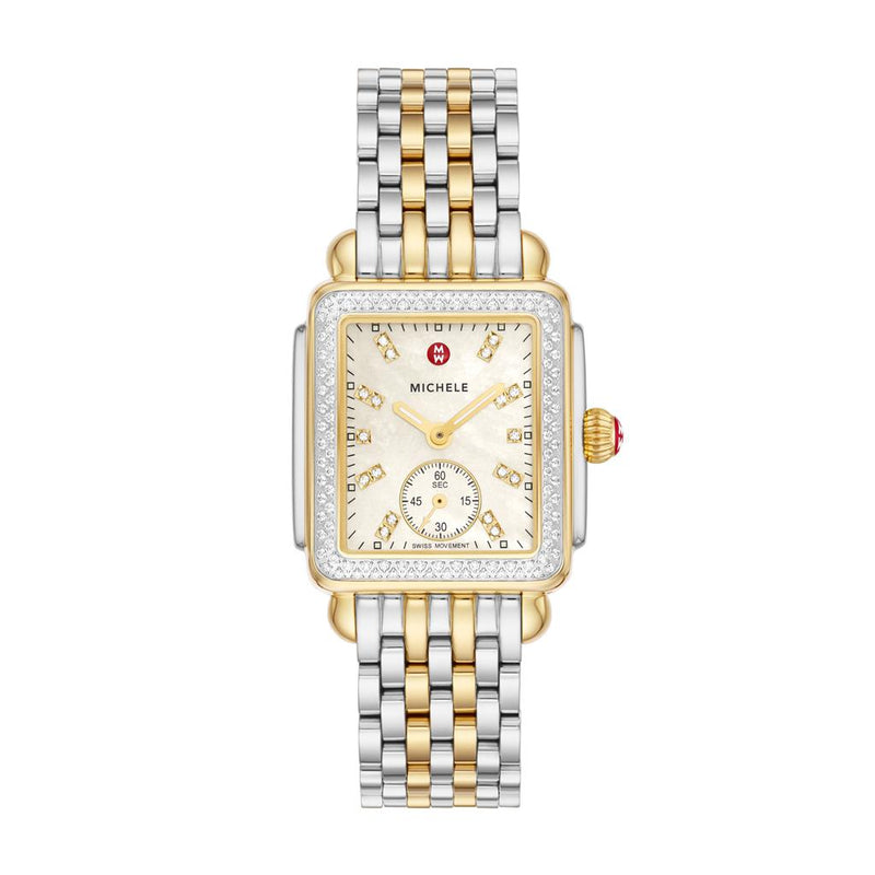Michele Deco Mid Two-Tone 18K Gold-Plated Diamond Watch