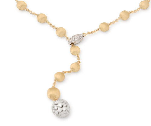 Marco Bicego 18k Yellow and White Gold Africa Alta Collection Diamond Lariat Necklace