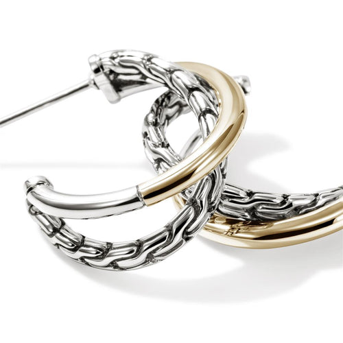John Hardy 14k Yellow Gold and Sterling Silver Essential Crossover Earrings