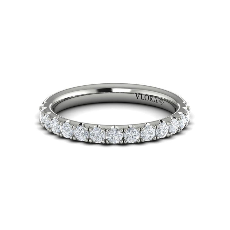 Vlora Women's 14k White Gold Diamond Band with Prong Set Round Diamonds