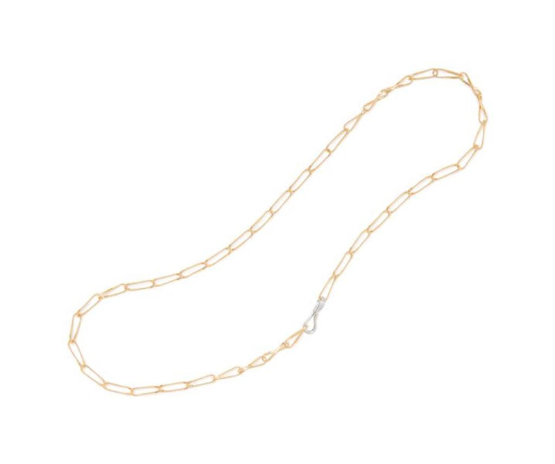 Marco Bicego 18K Yellow Gold Marrakech Onde Twisted Coil Link Lariat With Diamond Clasp