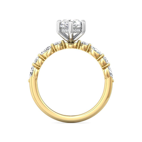 Martin Flyer Marquise Diamond Engagement Ring Setting in 14k White & Yellow Gold