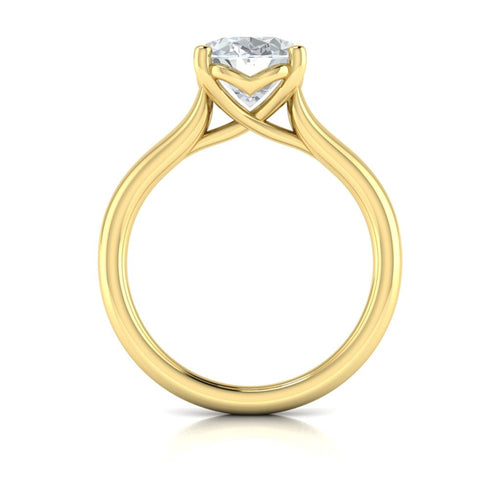 Vlora 14k Yellow Gold Solitaire Collection Tapered Trellis Oval Diamond Engagement Ring Setting